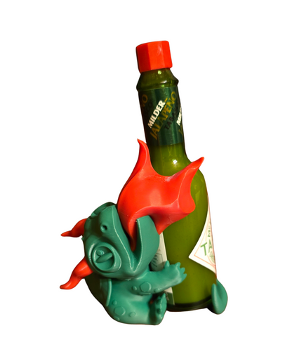 Fire Dragon with Flame Hot Sauce/Tabasco Sauce Holder for 2 OZ Bottles - 3D Printed