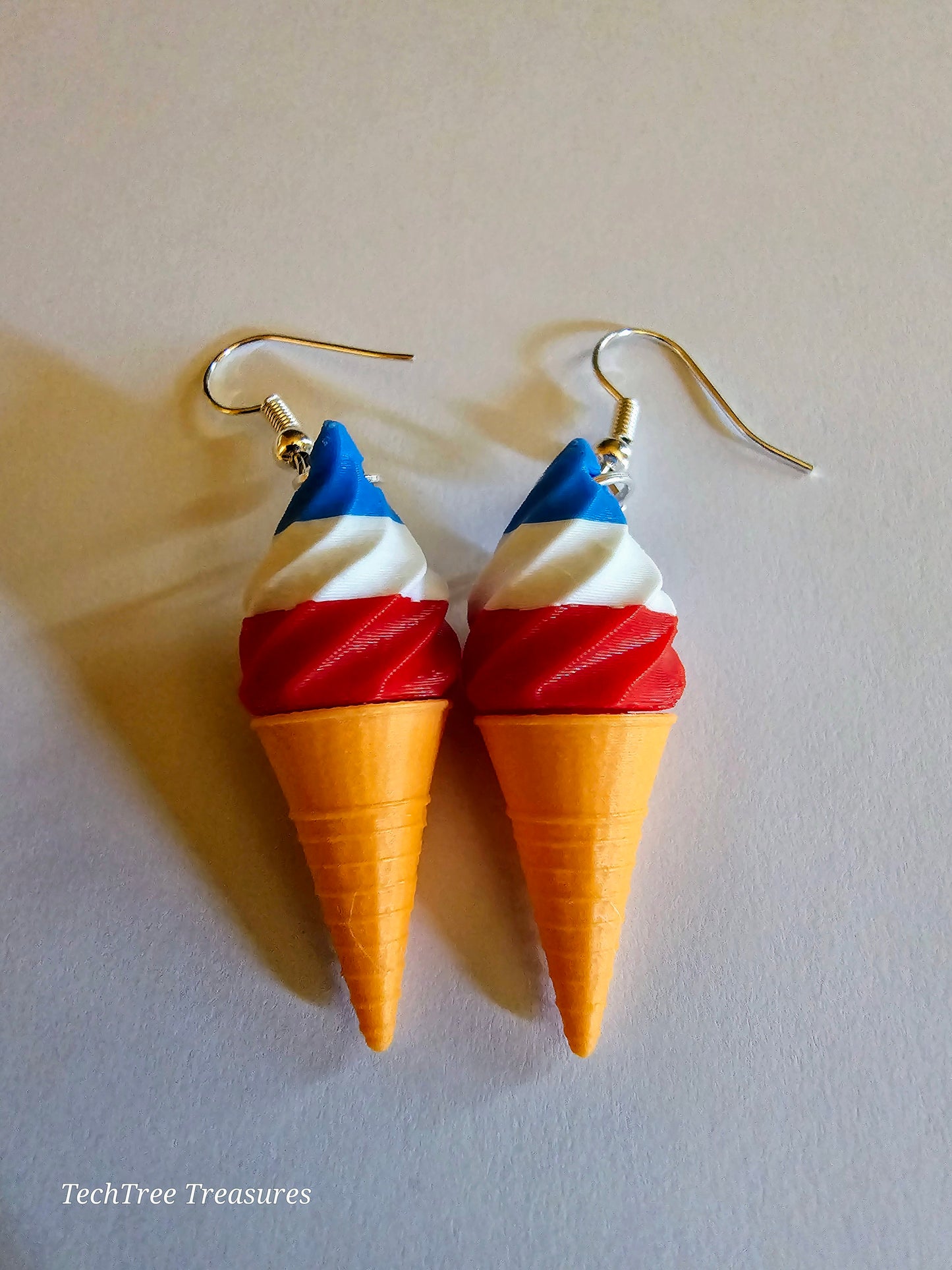 Earrings|Red White and Blue Ice cream Cone Summer Decor