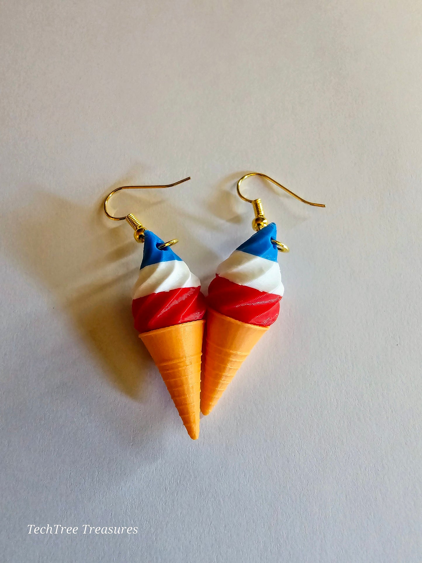 Earrings|Red White and Blue Ice cream Cone Summer Decor