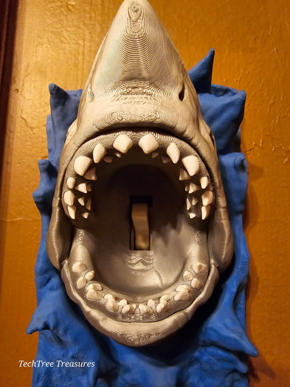 Shark light Switch Cover - Great White Shark WIth Water Splash Light Base