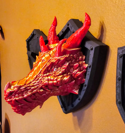 Fire Dragon Head Trophy Wall Mount- Exquisite 3D Printed Fantasy Decor