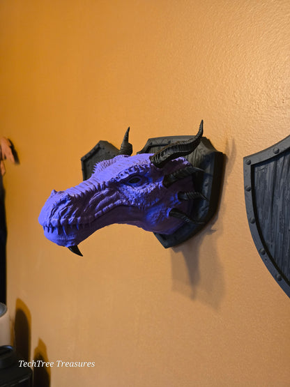 Dragon Head Trophy Wall Mount- Western Dragon Exquisite 3D Printed Fantasy Decor