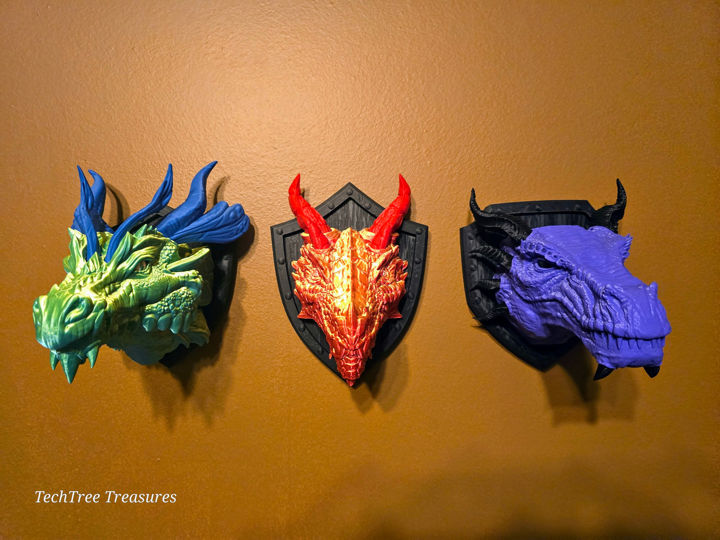 Fire Dragon Head Trophy Wall Mount- Exquisite 3D Printed Fantasy Decor