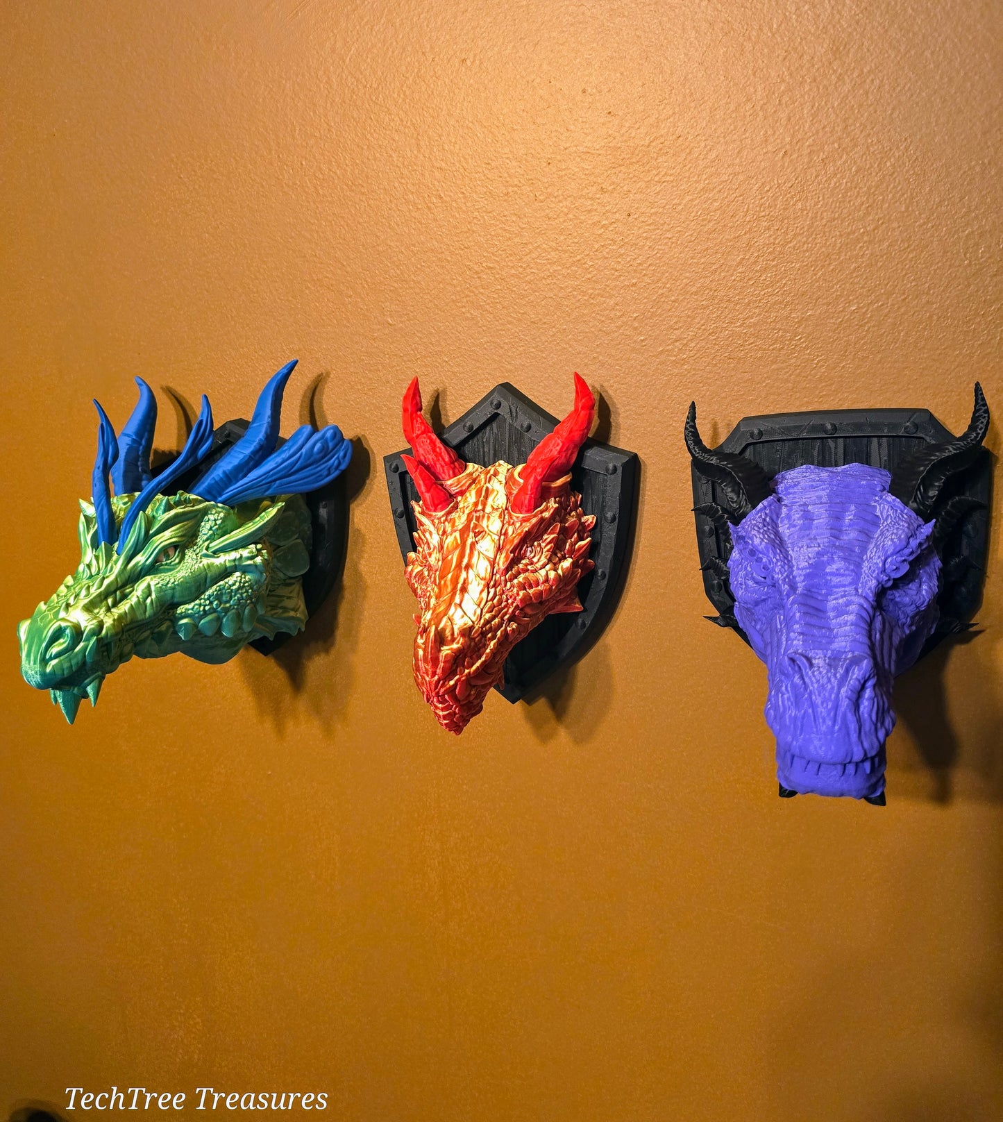 Dragon Head Trophy Wall Mount- Western Dragon Exquisite 3D Printed Fantasy Decor