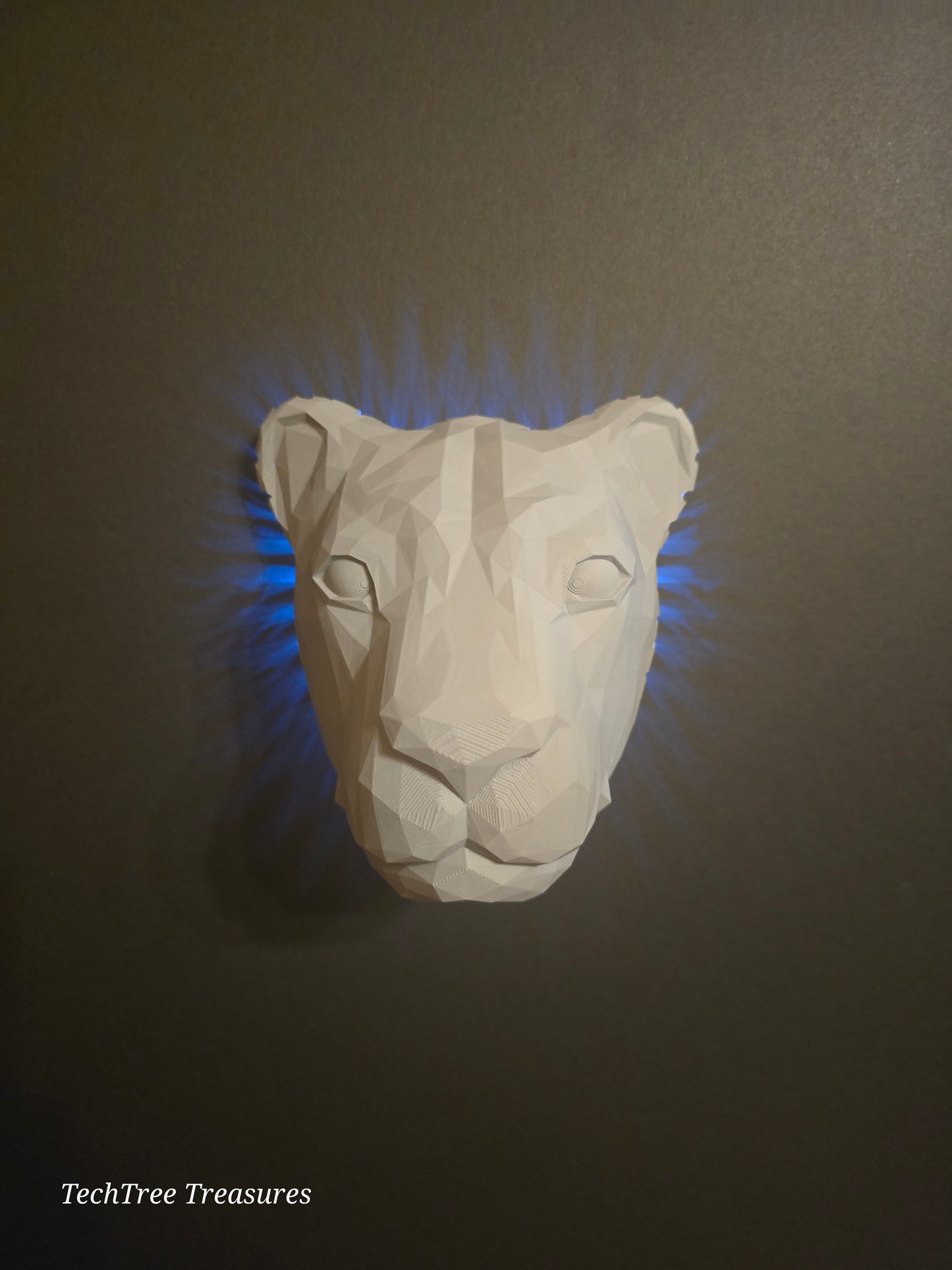 King Lion Hanging Wall Light - Light Up Mane / Wall Mounted Light / Wall Art / Battery Wall Light