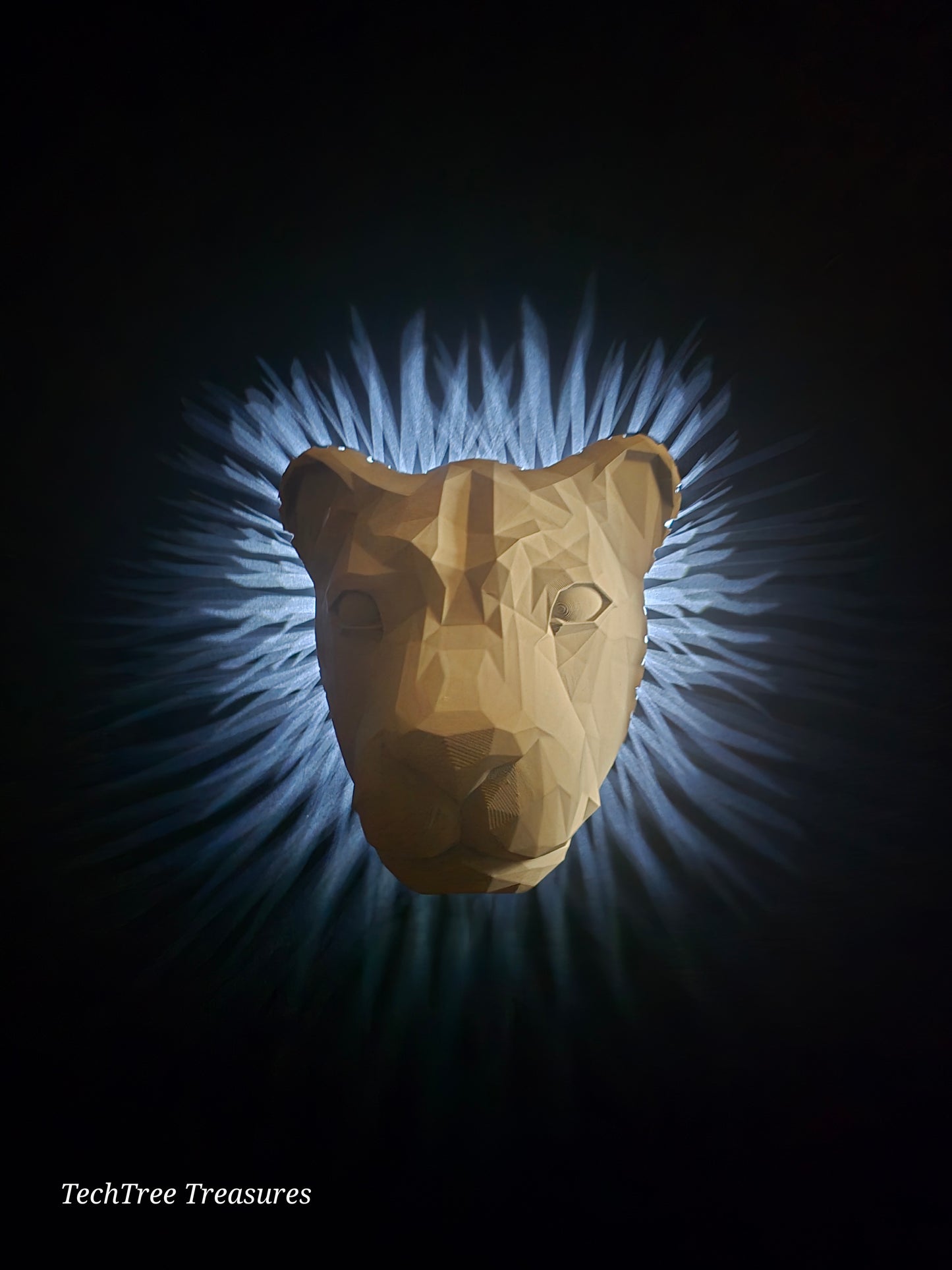 King Lion Hanging Wall Light - Light Up Mane / Wall Mounted Light / Wall Art / Battery Wall Light