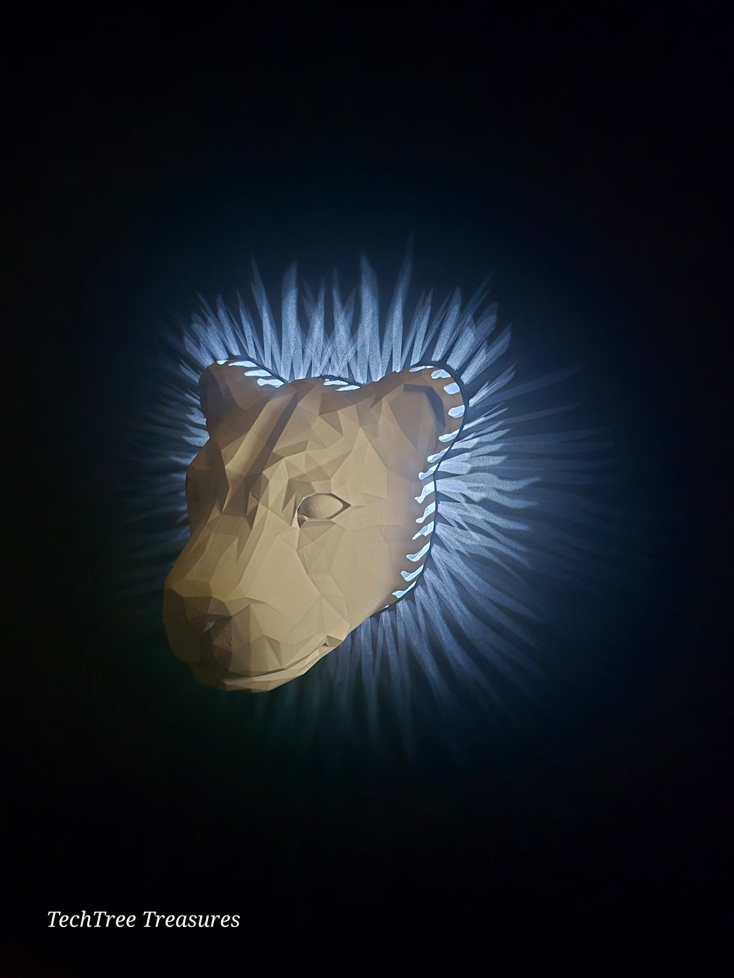 King Lion Hanging Wall Light - Light Up Mane / Wall Mounted Light / Wall Art / Battery Wall Light