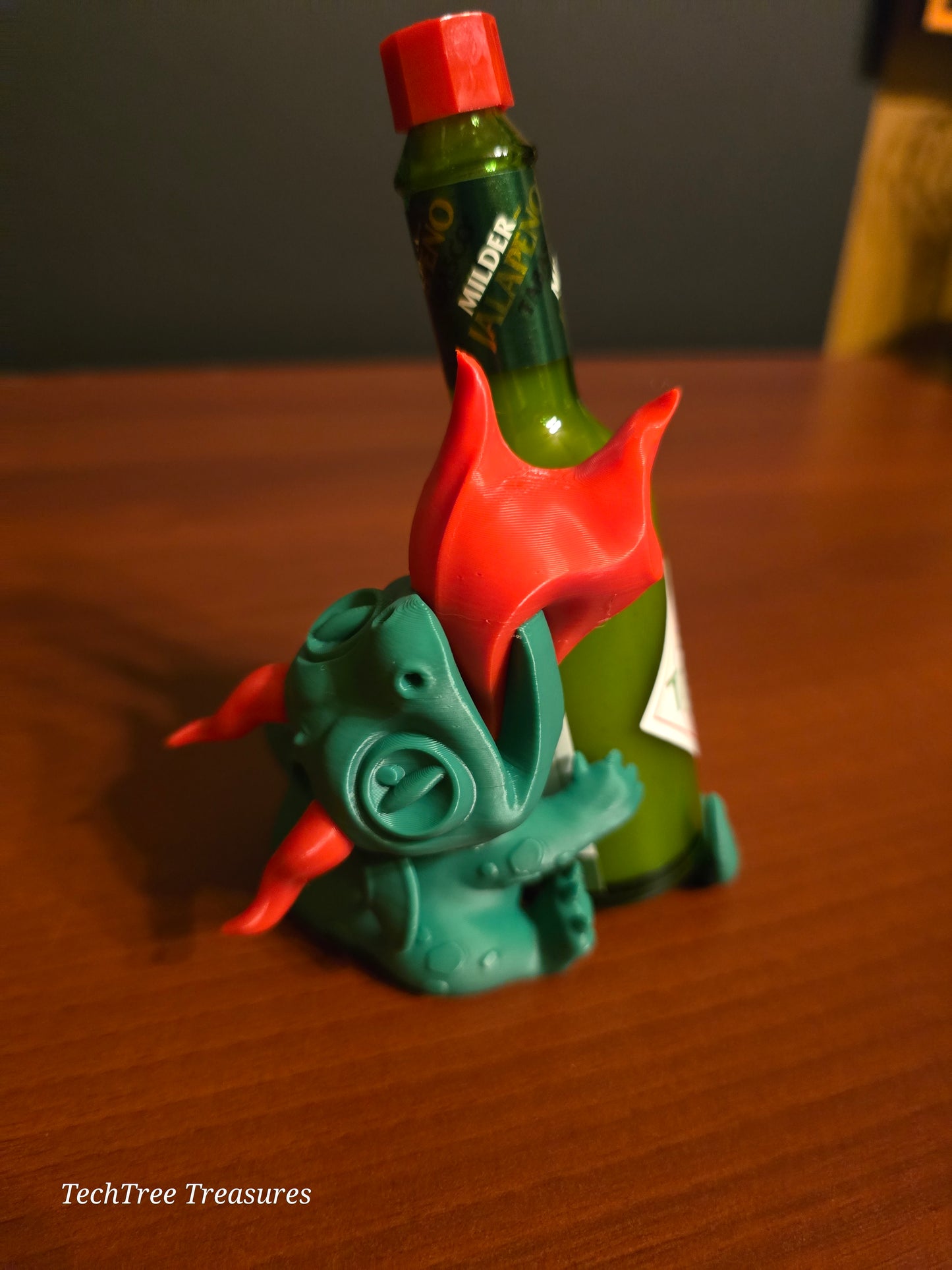 Fire Dragon with Flame Hot Sauce/Tabasco Sauce Holder for 2 OZ Bottles - 3D Printed