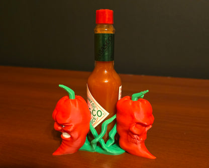 Carolina Reaper Red Pepper Tabasco/Hot Sauce Holder - 4 Versions -Mild, Hot, Inferno, Misc