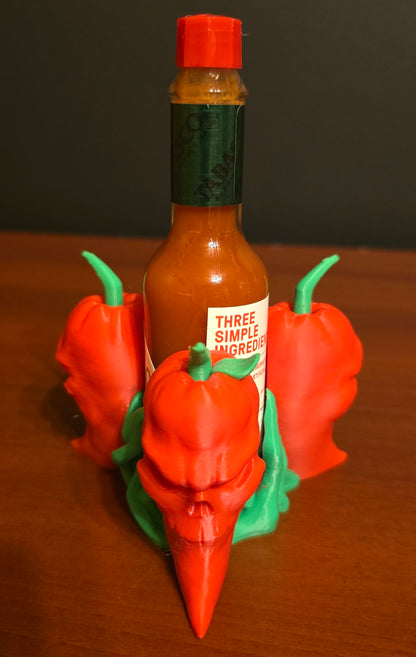 Carolina Reaper Red Pepper Tabasco/Hot Sauce Holder - 4 Versions -Mild, Hot, Inferno, Misc