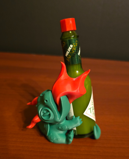 Fire Dragon with Flame Hot Sauce/Tabasco Sauce Holder for 2 OZ Bottles - 3D Printed