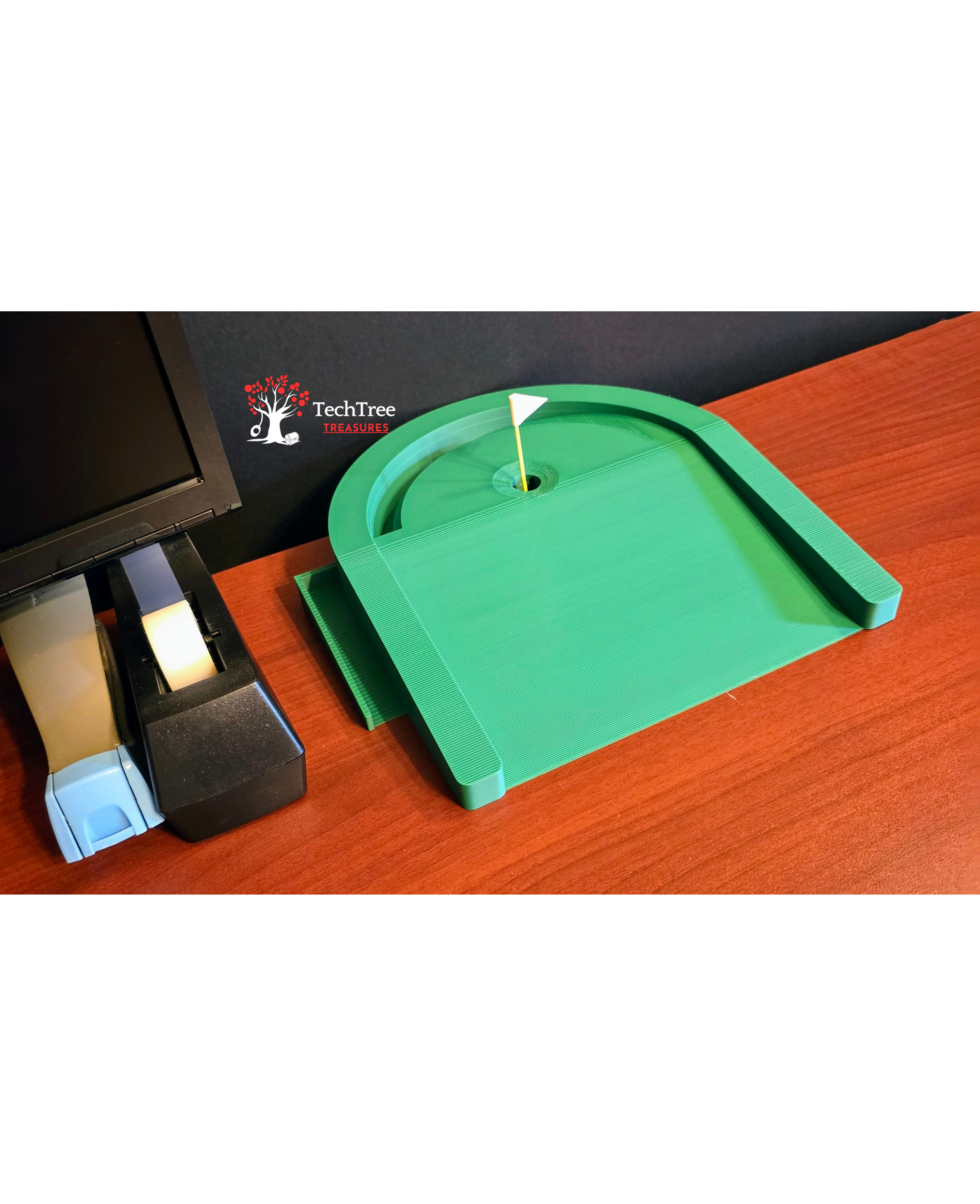 Desktop Mini-Golf Set with Green and Tee Box Ball Launcher - Auto Ball Return