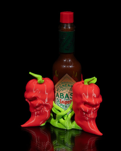 Carolina Reaper Red Pepper Tabasco/Hot Sauce Holder - 4 Versions -Mild, Hot, Inferno, Misc