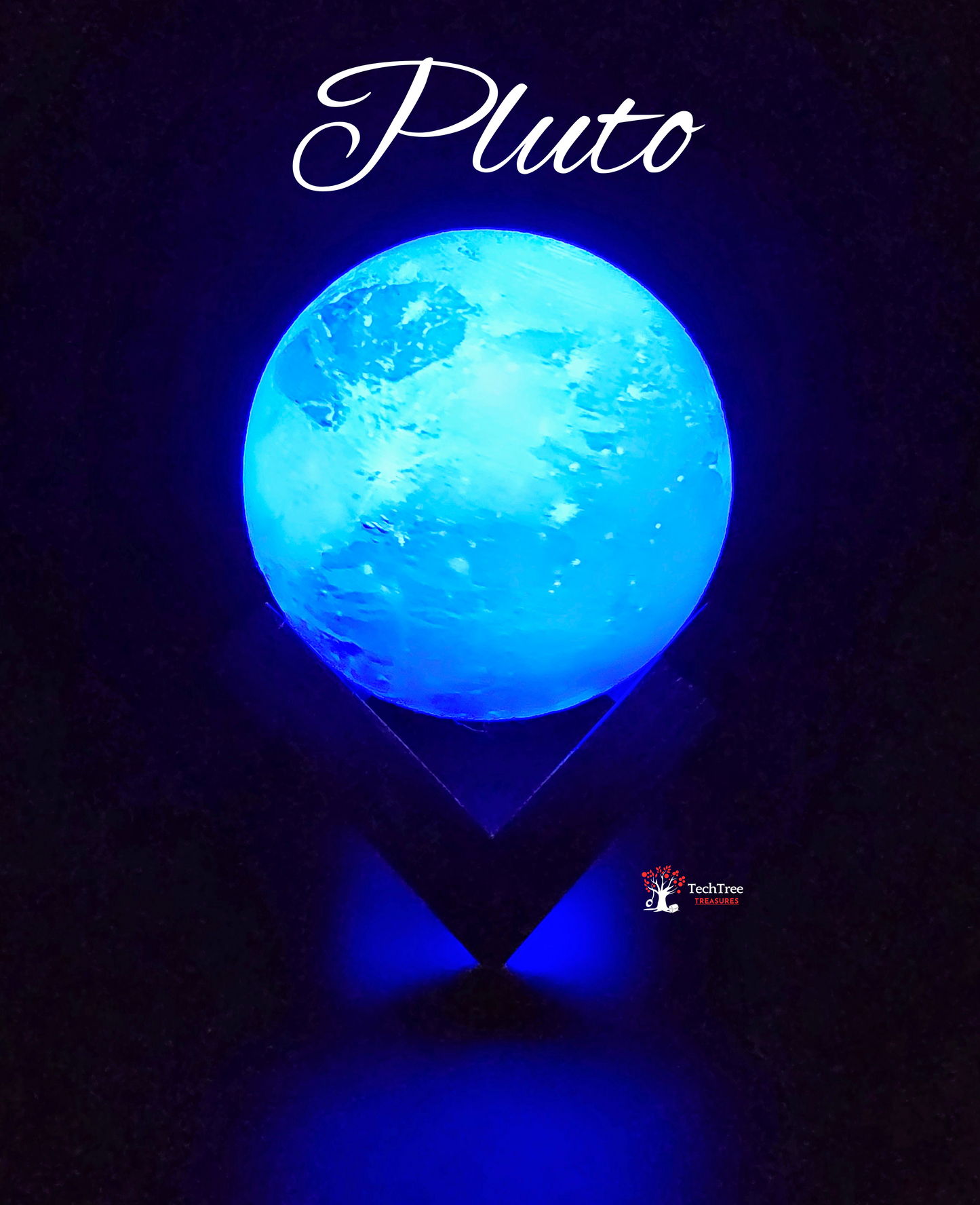 Moon/Planet LED Light Lamp w/ Hand Crafted One Of A Kind Wooden Stand | Rechargeable | Perfect for Bedside, Living Areas, Offices, Gaming Setups, Nightlights, and Adding Space Vibes- 3D Printed