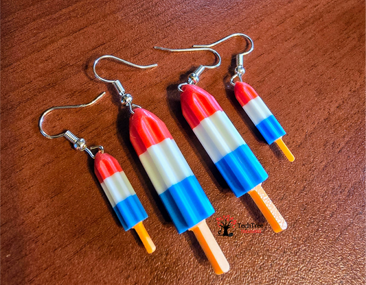 Red, White and Blue Ice Pop/Rocket Pop Summer Cute Fun Earrings - 2 sizes included in one purchase